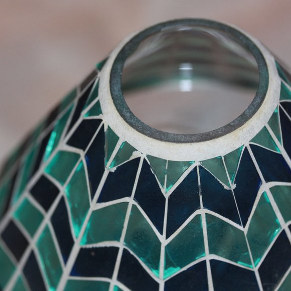 ❤️ SOLD Yankee Candle Mosaic Large Jar Shade Topper Stained Glass Blue - Picture 3 of 3